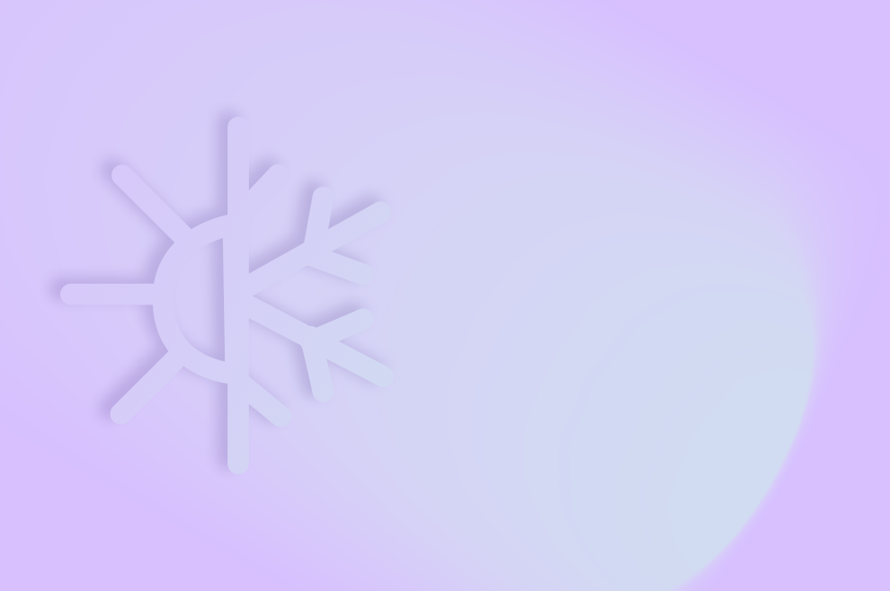 CONTROL4 NRG: Vaša idealna klima u svakoj prostoriji. Illustrazione simbolo caldo/freddo su sfondo colorato azzurro/viola.